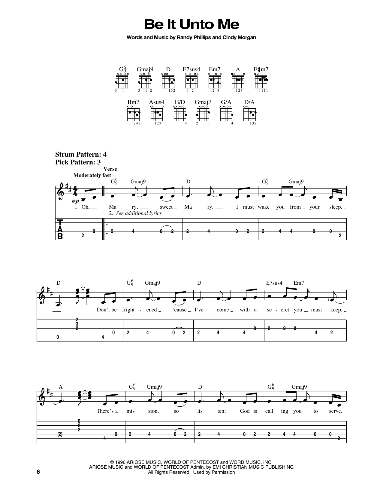 Phillips, Craig & Dean Be It Unto Me sheet music notes and chords arranged for Easy Guitar Tab