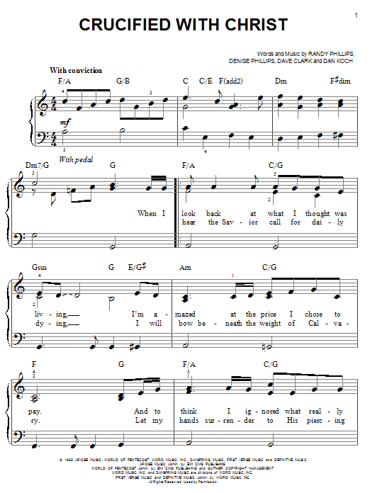 Phillips, Craig & Dean Crucified With Christ sheet music notes and chords arranged for Easy Piano