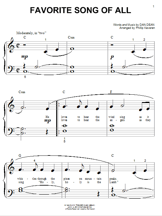Phillips, Craig & Dean Favorite Song Of All (arr. Phillip Keveren) sheet music notes and chords arranged for Big Note Piano