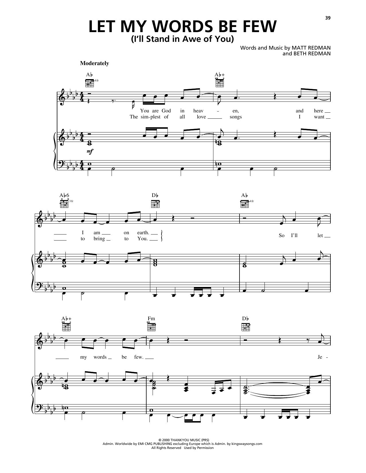 Phillips, Craig & Dean Let My Words Be Few (You Are God In Heaven) sheet music notes and chords arranged for Piano, Vocal & Guitar Chords (Right-Hand Melody)