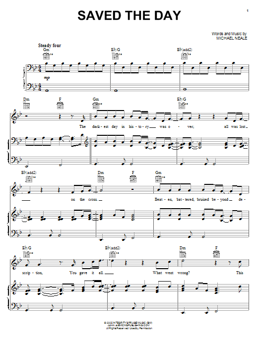 Phillips, Craig & Dean Saved The Day sheet music notes and chords arranged for Piano, Vocal & Guitar Chords (Right-Hand Melody)