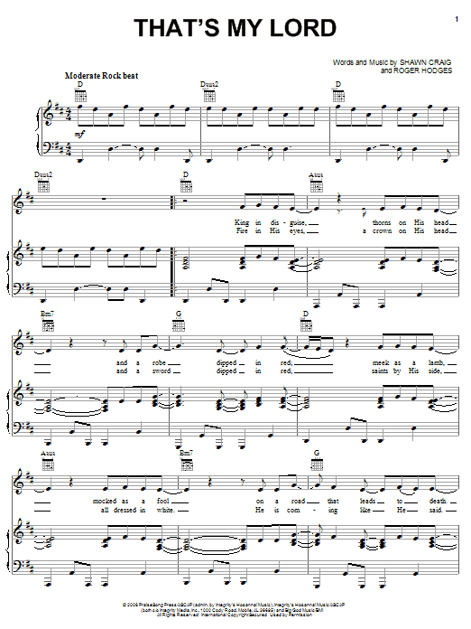 Phillips, Craig & Dean That's My Lord sheet music notes and chords arranged for Piano, Vocal & Guitar Chords (Right-Hand Melody)
