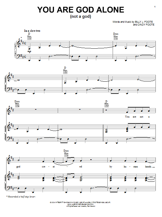 Phillips, Craig & Dean You Are God Alone (Not A God) sheet music notes and chords arranged for Easy Guitar