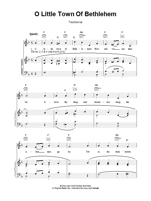 Phillips Brooks O Little Town Of Bethlehem sheet music notes and chords. Download Printable PDF.