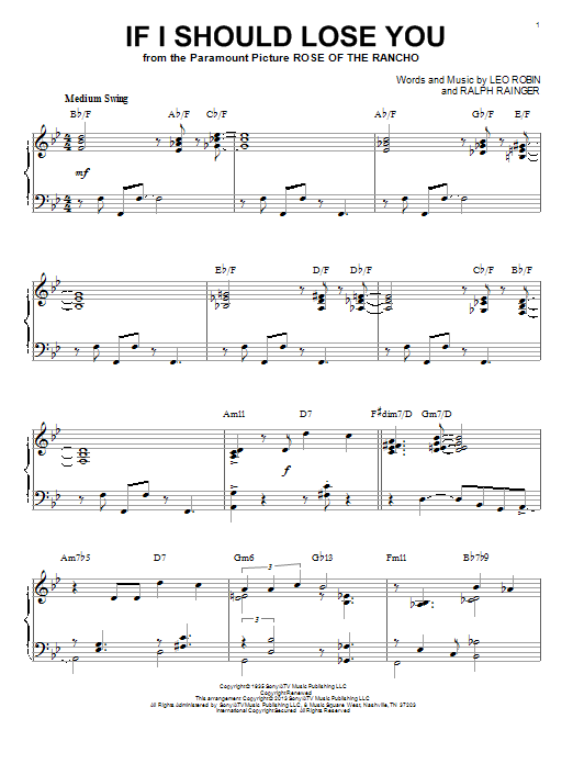 Phineas Newborn If I Should Lose You (arr. Brent Edstrom) sheet music notes and chords arranged for Piano Solo