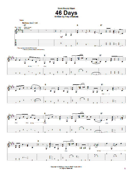 Phish 46 Days sheet music notes and chords arranged for Guitar Tab