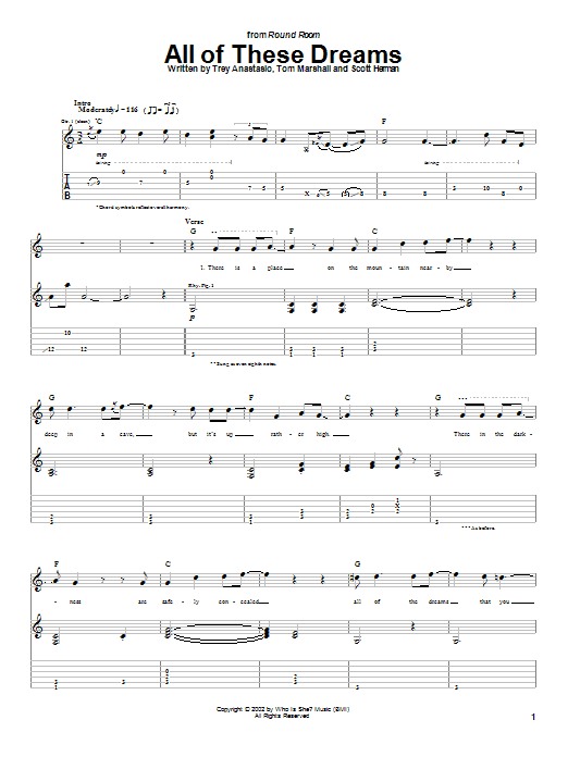 Phish All Of These Dreams sheet music notes and chords arranged for Guitar Tab