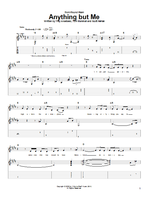 Phish Anything But Me sheet music notes and chords arranged for Guitar Tab