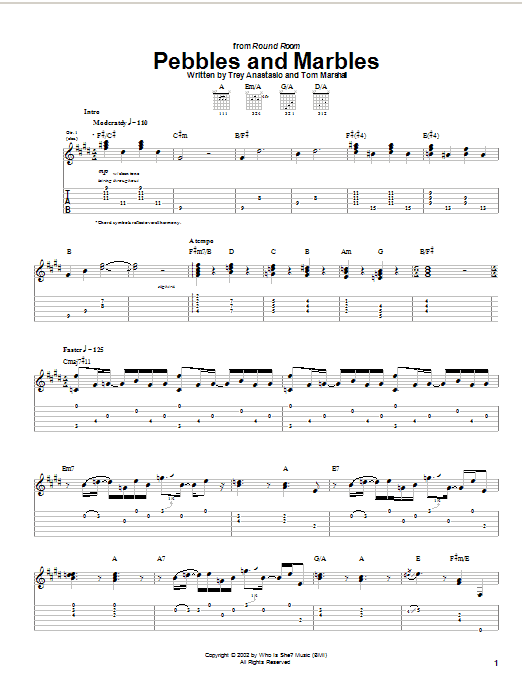 Phish Pebbles And Marbles sheet music notes and chords arranged for Guitar Tab