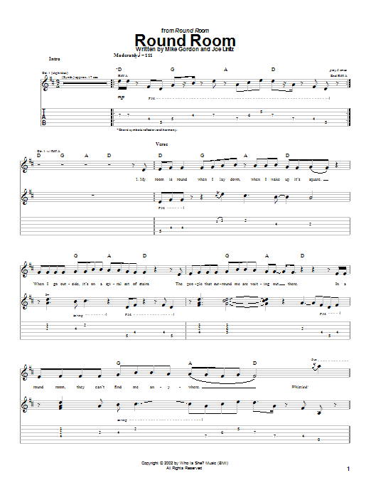 Phish Round Room sheet music notes and chords arranged for Guitar Tab