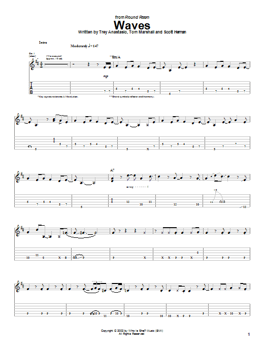 Phish Waves sheet music notes and chords arranged for Guitar Tab