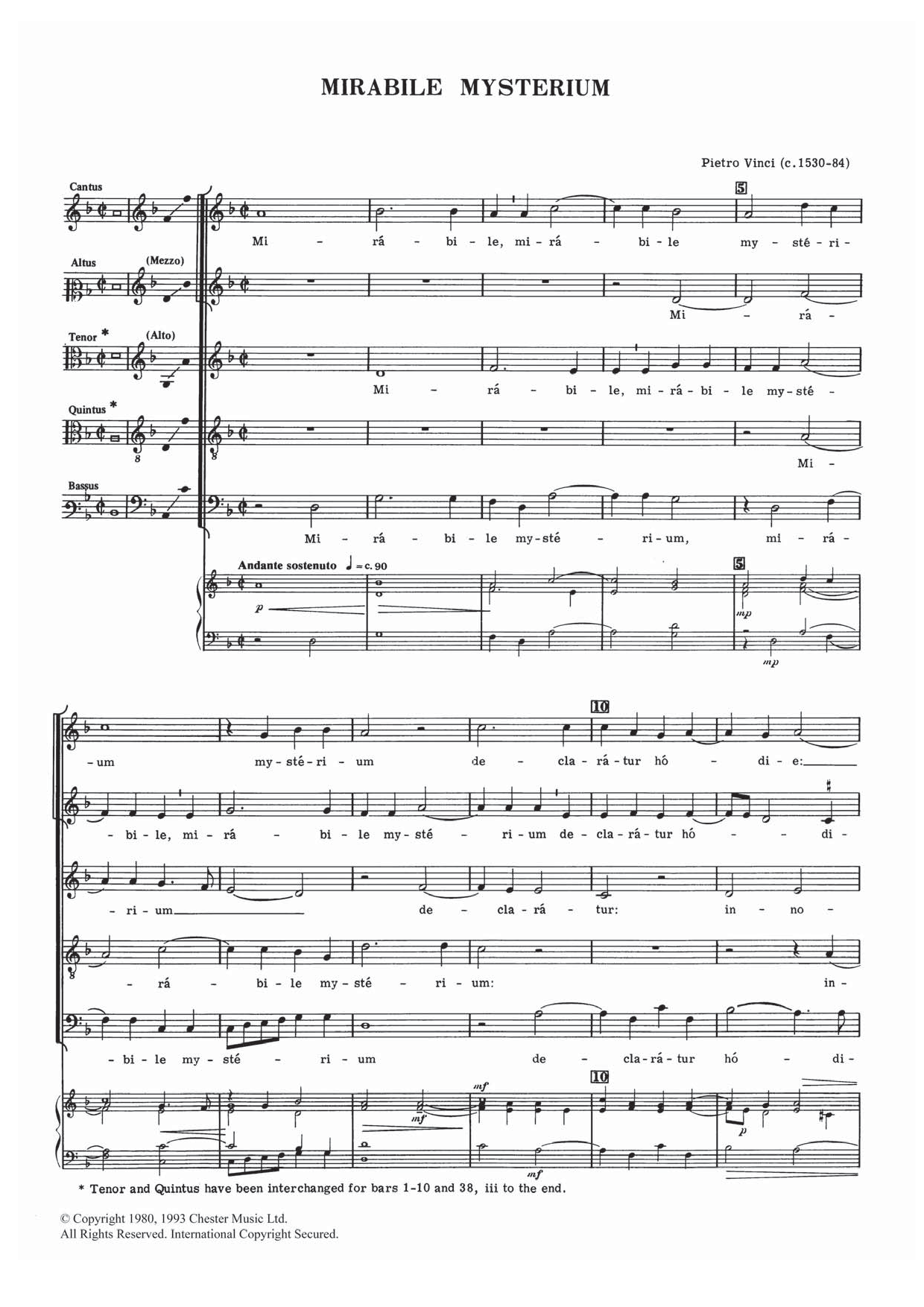 Pietro Vinci Mirabile Mysterium sheet music notes and chords arranged for Piano, Vocal & Guitar Chords