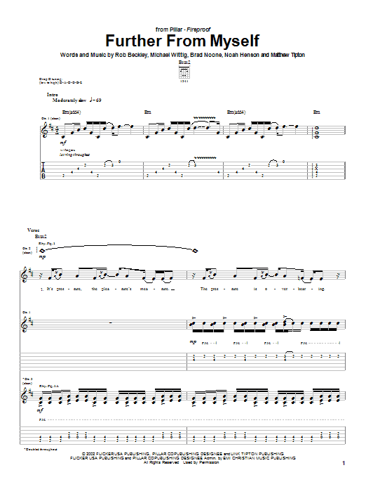 Pillar Further From Myself sheet music notes and chords arranged for Guitar Tab