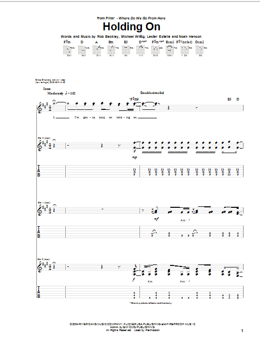 Pillar Holding On sheet music notes and chords arranged for Guitar Tab