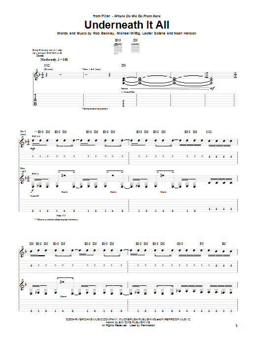 Pillar Underneath It All sheet music notes and chords arranged for Guitar Tab