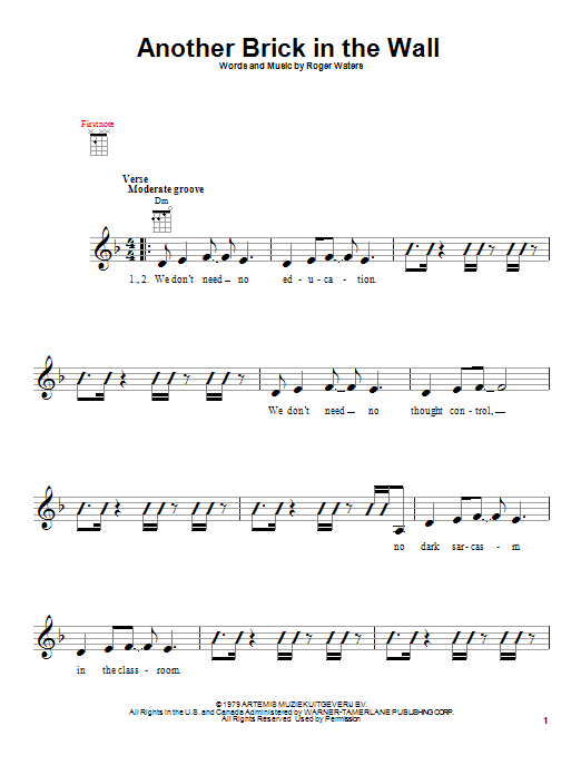 Pink Floyd Another Brick In The Wall sheet music notes and chords arranged for French Horn Solo
