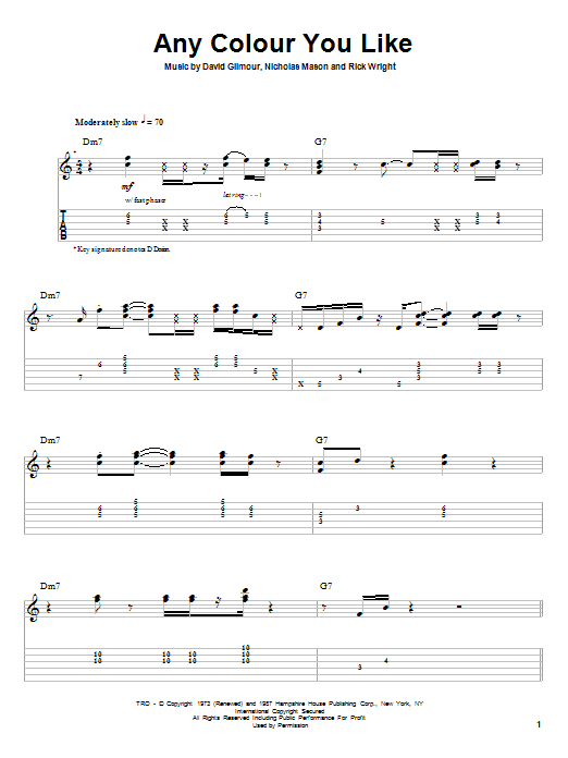Pink Floyd Any Colour You Like sheet music notes and chords arranged for Drums Transcription