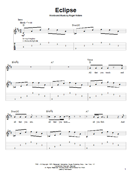 Pink Floyd Eclipse sheet music notes and chords arranged for Drums Transcription