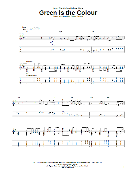 Pink Floyd Green Is The Colour sheet music notes and chords arranged for Ukulele