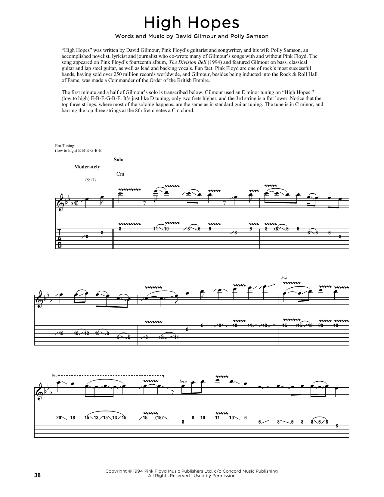 Pink Floyd High Hopes (arr. Fred Sokolow) sheet music notes and chords arranged for Guitar Tab