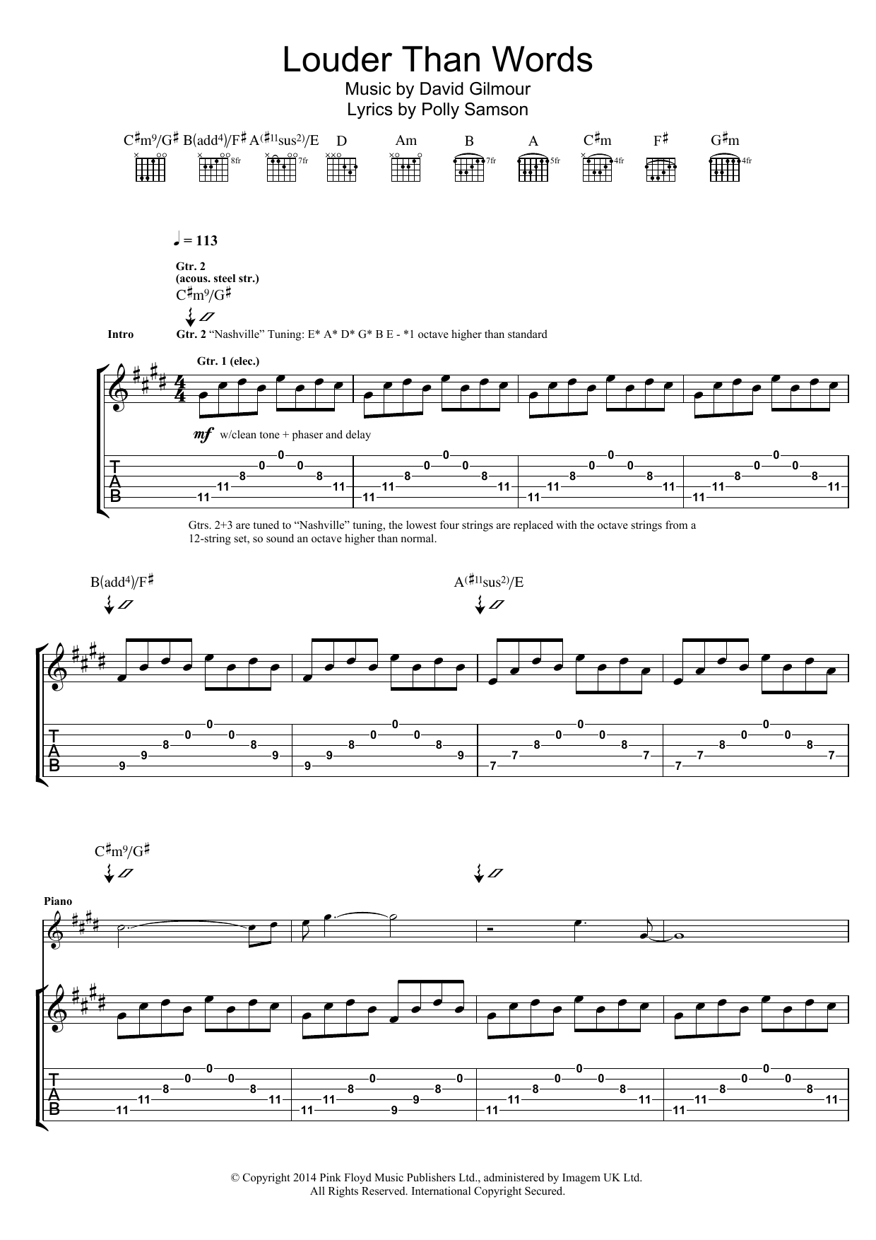 Pink Floyd Louder Than Words sheet music notes and chords arranged for Guitar Tab