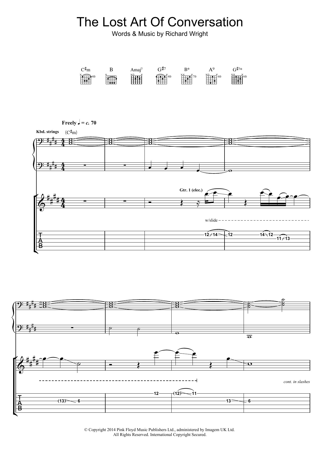 Pink Floyd The Lost Art Of Conversation sheet music notes and chords arranged for Guitar Tab