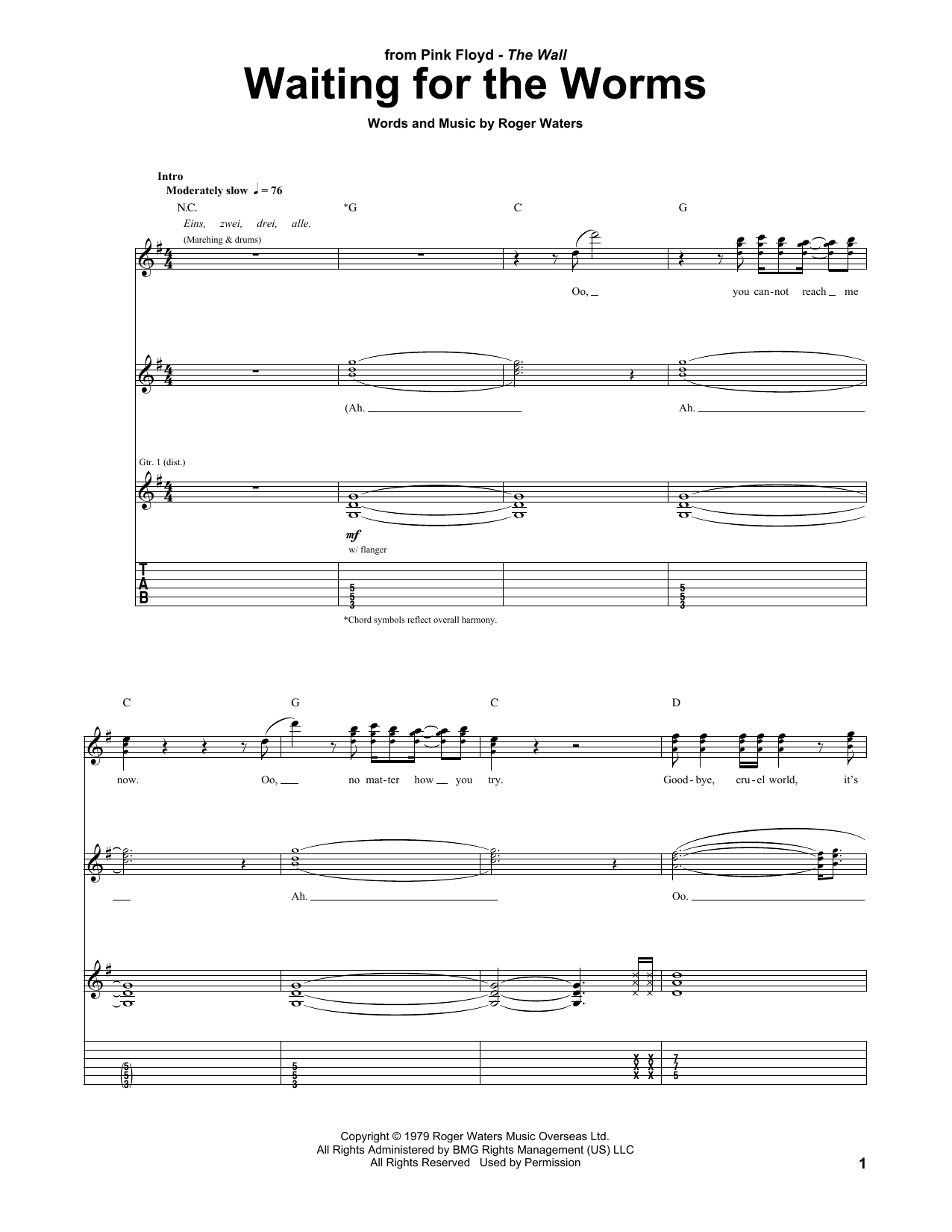 Pink Floyd Waiting For The Worms sheet music notes and chords arranged for Guitar Tab