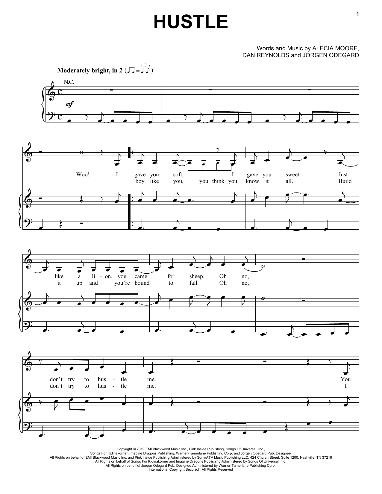 Pink Hustle sheet music notes and chords arranged for Piano, Vocal & Guitar Chords (Right-Hand Melody)