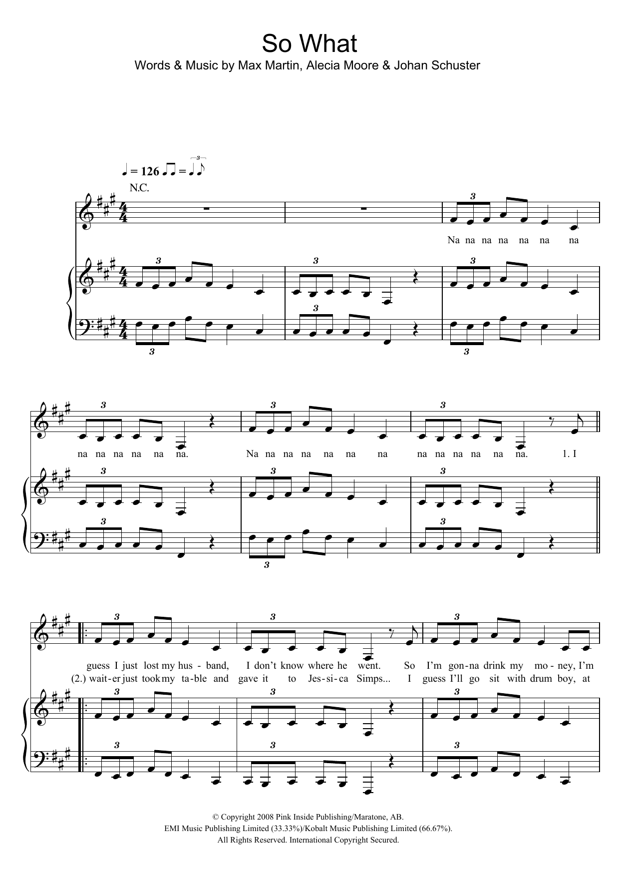Pink So What sheet music notes and chords arranged for Beginner Piano