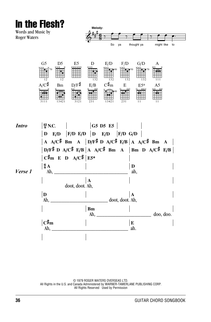 Pink Floyd In The Flesh? sheet music notes and chords arranged for Guitar Chords/Lyrics