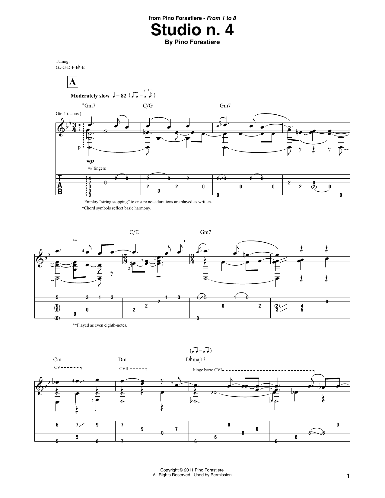 Pino Forastiere Studio n. 4 sheet music notes and chords arranged for Solo Guitar