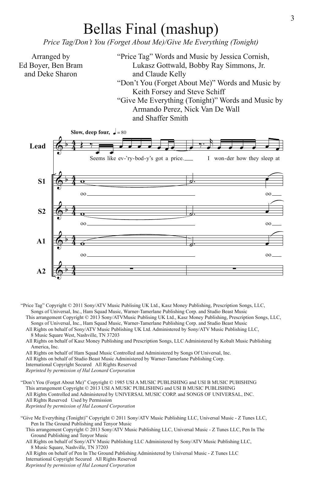 Pitch Perfect (Movie) Bellas Finals (Mashup) (from Pitch Perfect)(arr. Deke Sharon) sheet music notes and chords arranged for SSAA Choir
