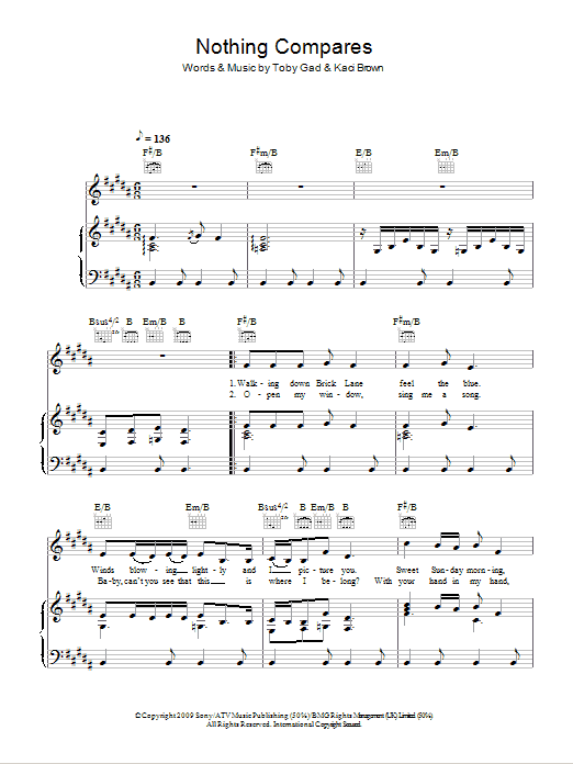 Pixie Lott Nothing Compares sheet music notes and chords arranged for Piano, Vocal & Guitar Chords