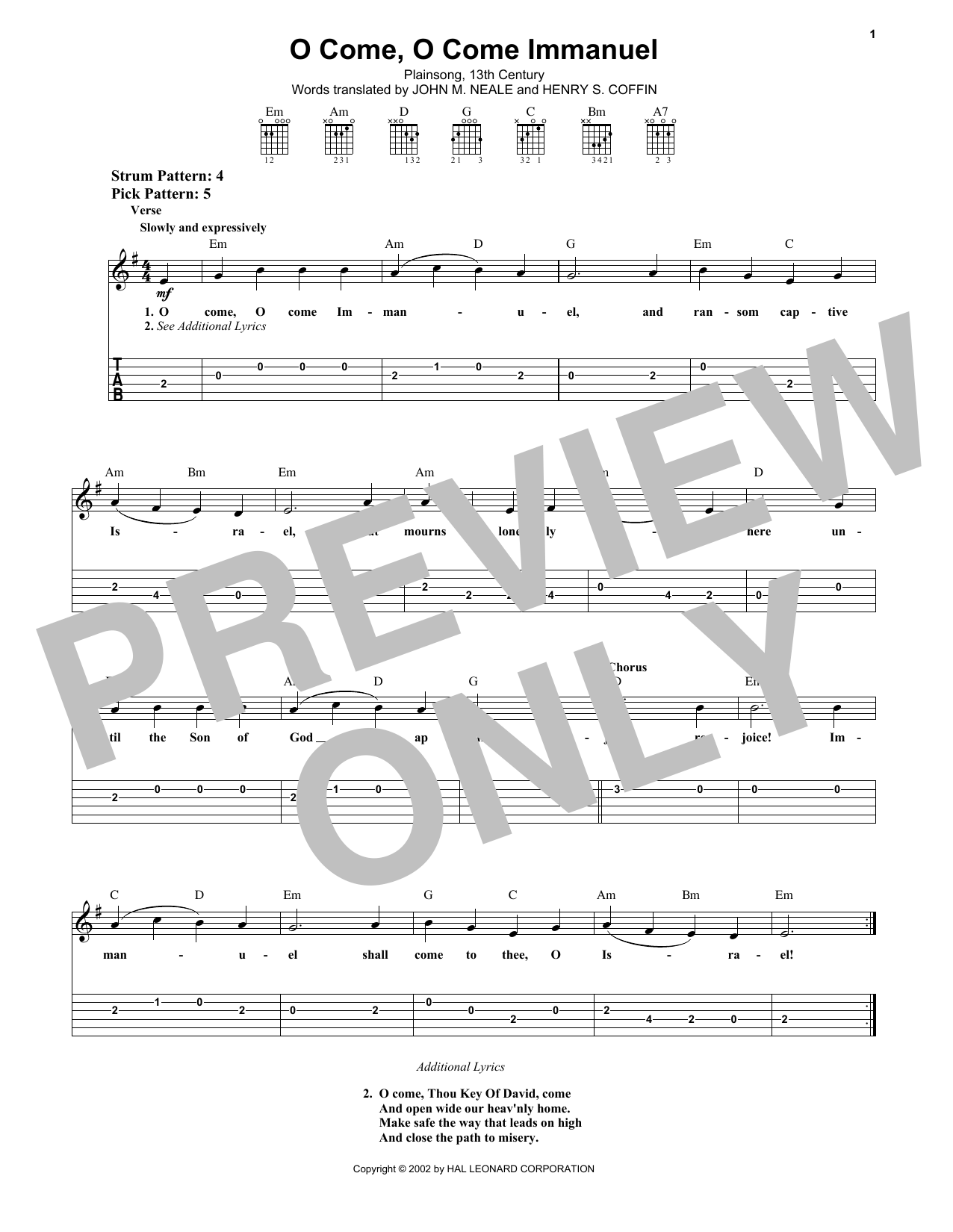 Plainsong, 13th Century O Come, O Come Immanuel sheet music notes and chords arranged for Clarinet Solo