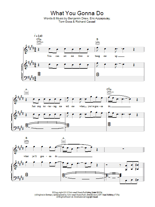 Plan B What You Gonna Do sheet music notes and chords arranged for Piano, Vocal & Guitar Chords