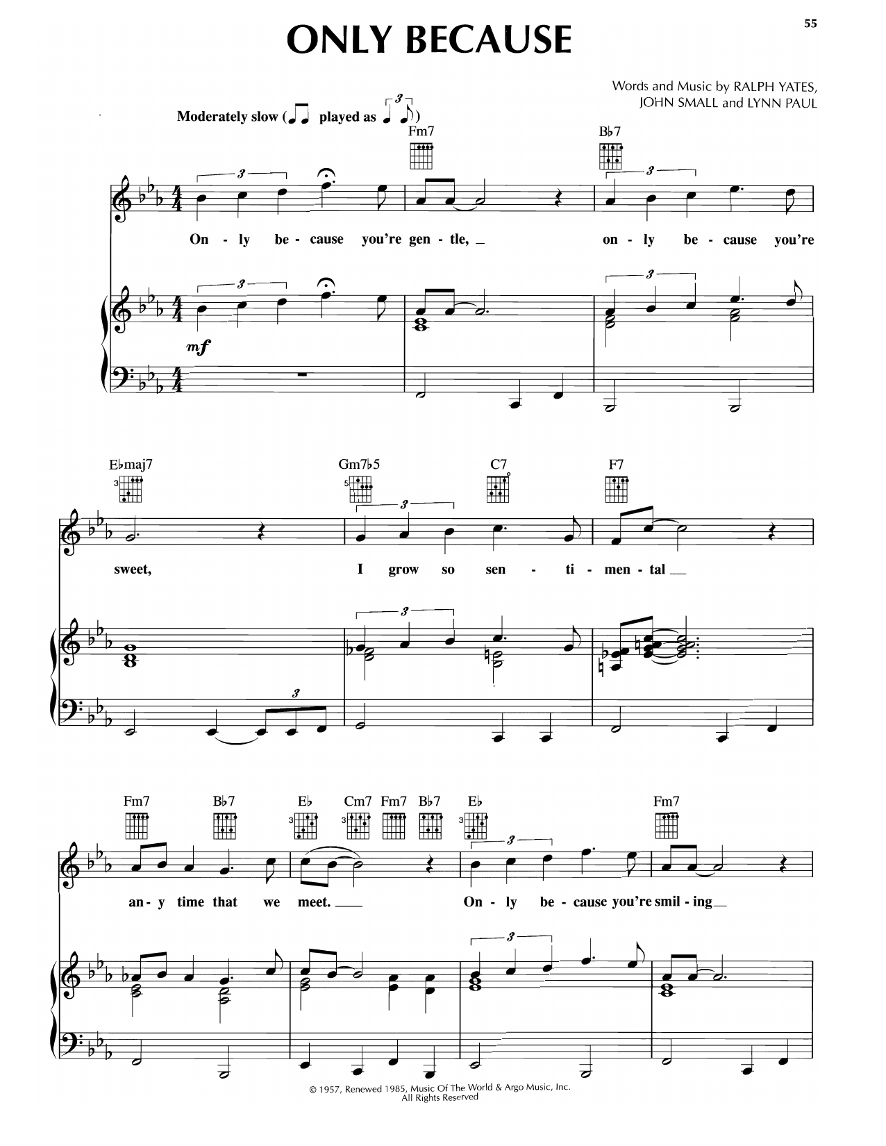 Platters Only Because sheet music notes and chords arranged for Piano, Vocal & Guitar Chords (Right-Hand Melody)