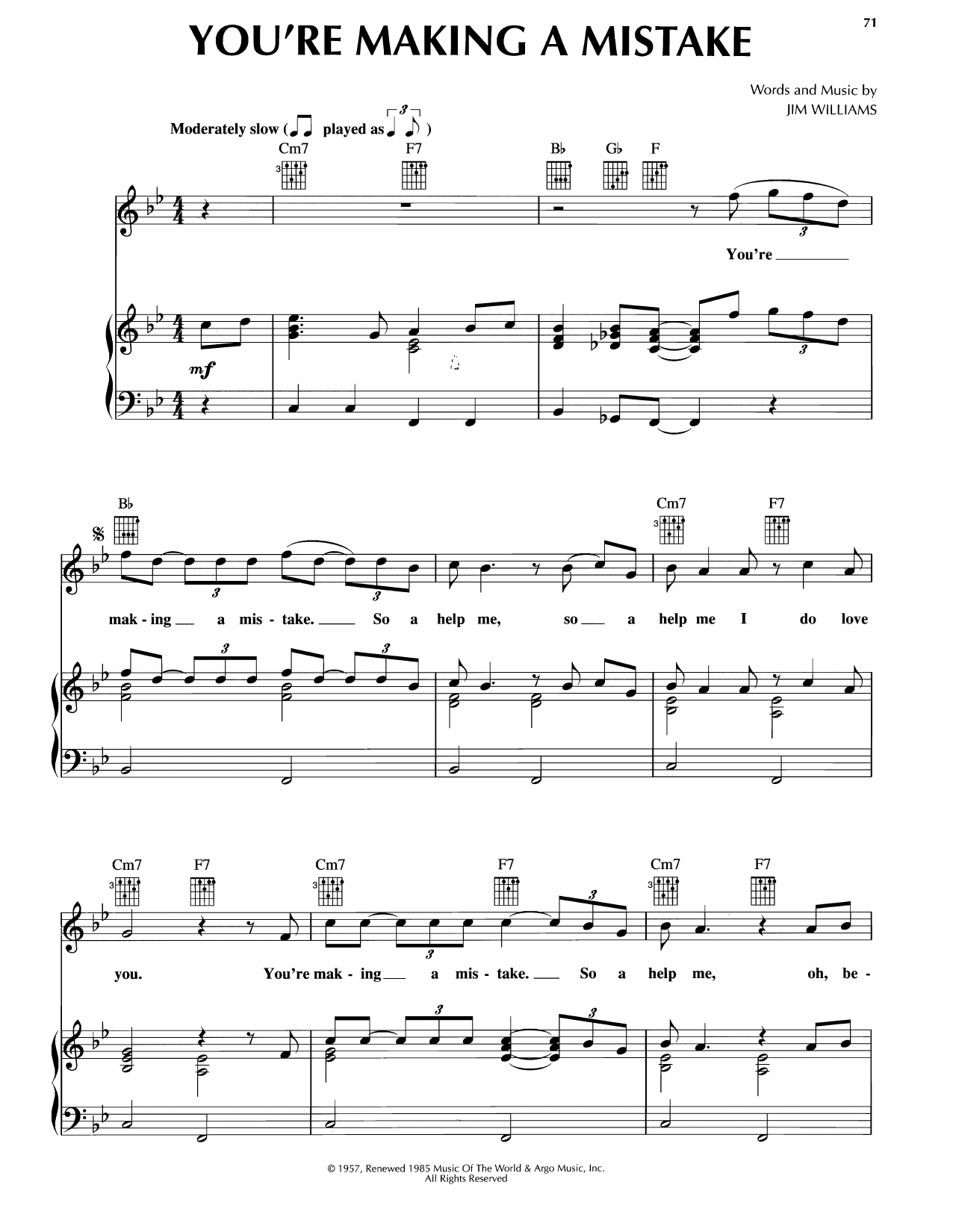 Platters You're Making A Mistake sheet music notes and chords arranged for Piano, Vocal & Guitar Chords (Right-Hand Melody)