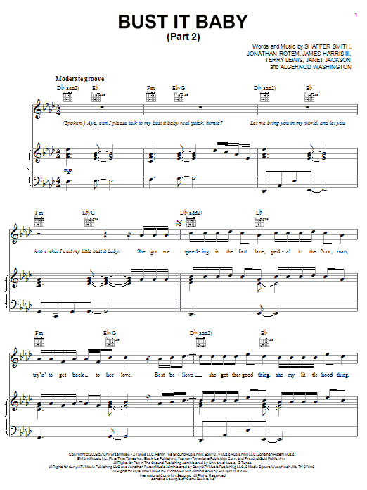 Plies featuring Ne-Yo Bust It Baby (Part 2) sheet music notes and chords arranged for Piano, Vocal & Guitar Chords (Right-Hand Melody)