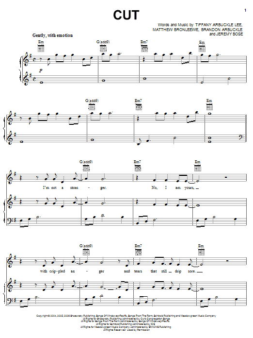 Plumb Cut sheet music notes and chords arranged for Piano, Vocal & Guitar Chords (Right-Hand Melody)