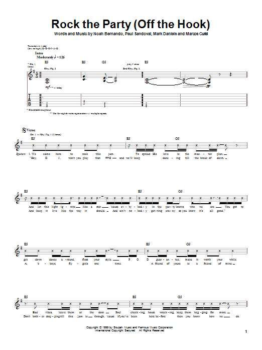 P.O.D. (Payable On Death) Rock The Party (Off The Hook) sheet music notes and chords arranged for Guitar Tab