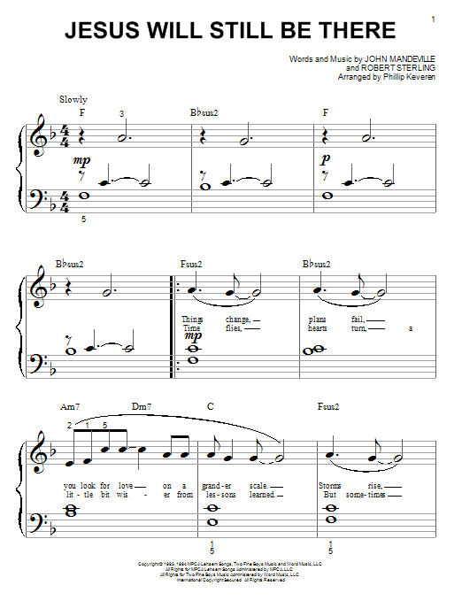 Point Of Grace Jesus Will Still Be There (arr. Phillip Keveren) sheet music notes and chords arranged for Big Note Piano