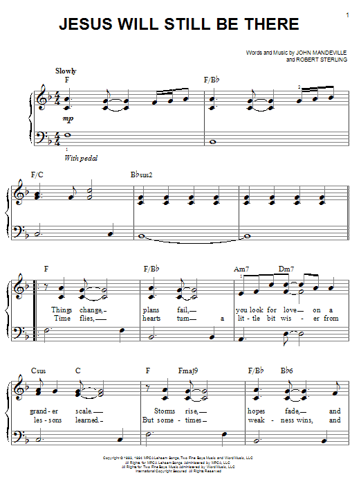 Point Of Grace Jesus Will Still Be There sheet music notes and chords arranged for Piano, Vocal & Guitar Chords (Right-Hand Melody)