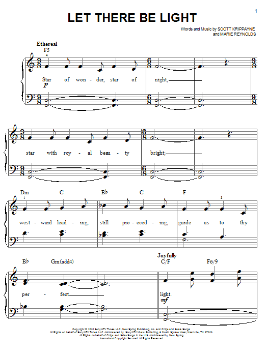 Point Of Grace Let There Be Light sheet music notes and chords arranged for Easy Piano
