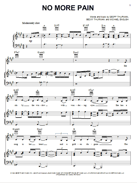 Point Of Grace No More Pain sheet music notes and chords arranged for Piano, Vocal & Guitar Chords (Right-Hand Melody)