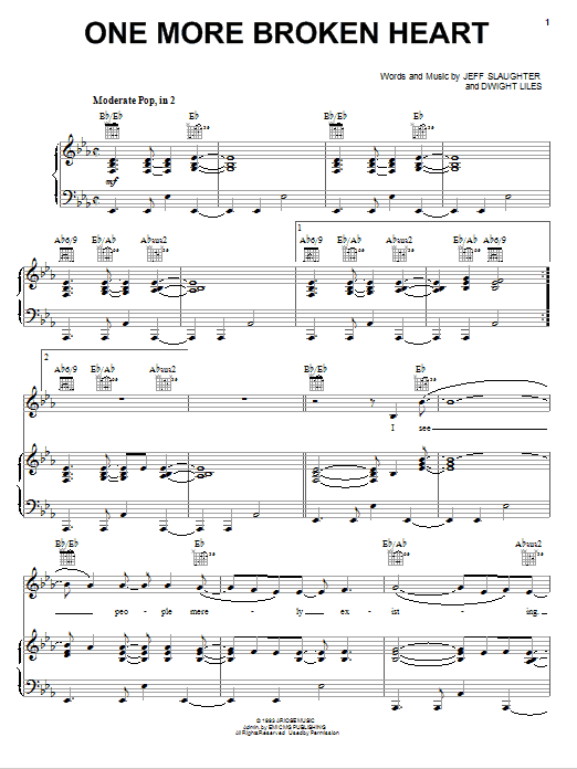 Point Of Grace One More Broken Heart sheet music notes and chords arranged for Piano, Vocal & Guitar Chords (Right-Hand Melody)