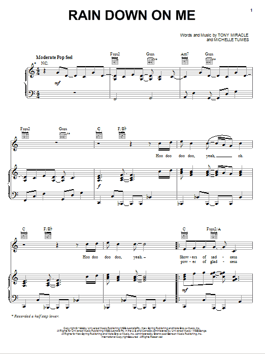 Point Of Grace Rain Down On Me sheet music notes and chords arranged for Piano, Vocal & Guitar Chords (Right-Hand Melody)