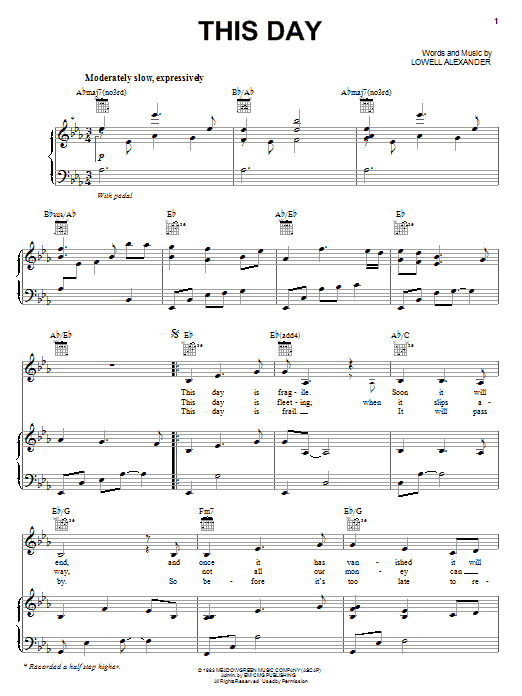 Point Of Grace This Day sheet music notes and chords arranged for Piano, Vocal & Guitar Chords (Right-Hand Melody)