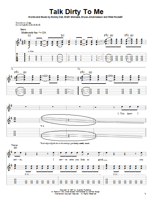 Poison Talk Dirty To Me sheet music notes and chords arranged for Bass Guitar Tab