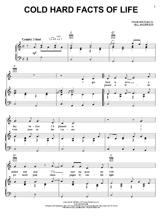 Porter Wagoner Cold Hard Facts Of Life sheet music notes and chords arranged for Piano, Vocal & Guitar Chords (Right-Hand Melody)