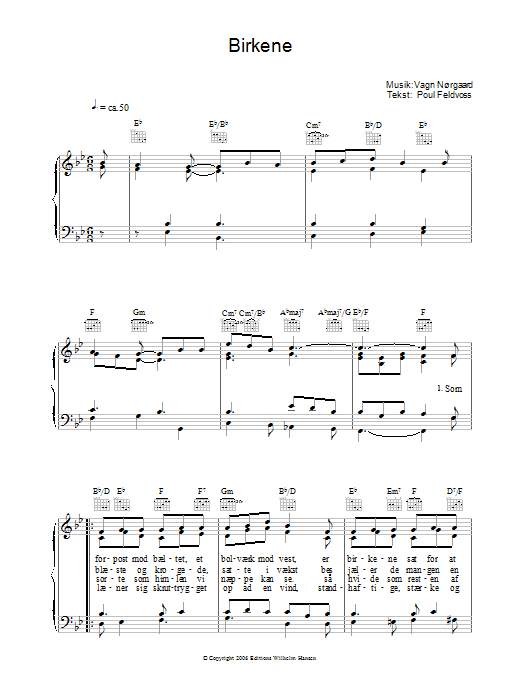 Poul Feldvoss Birkene sheet music notes and chords arranged for Piano, Vocal & Guitar Chords